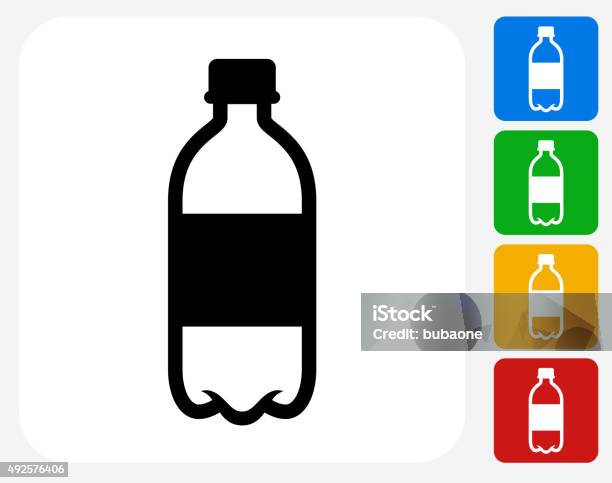 Water Bottle Icon Flat Graphic Design-vektorgrafik och fler bilder på Ikon - Ikon, Vattenflaska, Plast