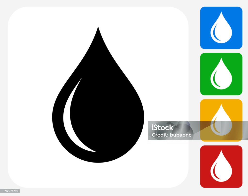Water drop Icon Flat Graphic Design Water drop Icon. This 100% royalty free vector illustration features the main icon pictured in black inside a white square. The alternative color options in blue, green, yellow and red are on the right of the icon and are arranged in a vertical column. Drop stock vector