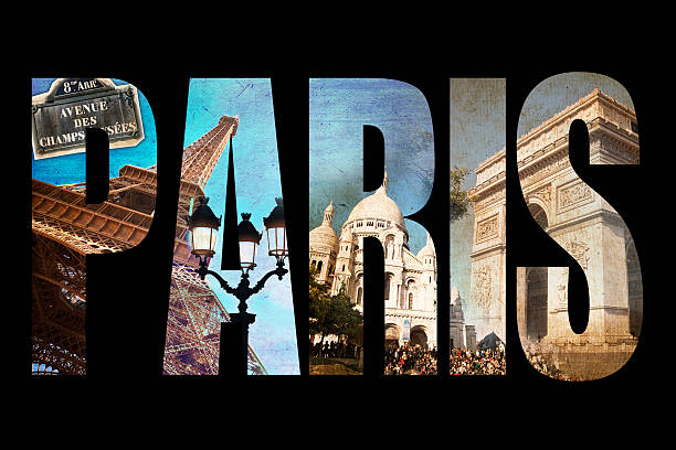 istock Photo collage letters PARIS, isolated on black, vintage process 492578740