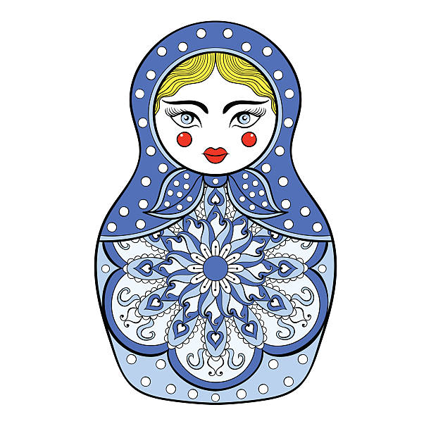 zentangle stilisierte elegante russische puppe, von matroschka-puppen in gzhe - russian nesting doll doll russia decoration stock-grafiken, -clipart, -cartoons und -symbole