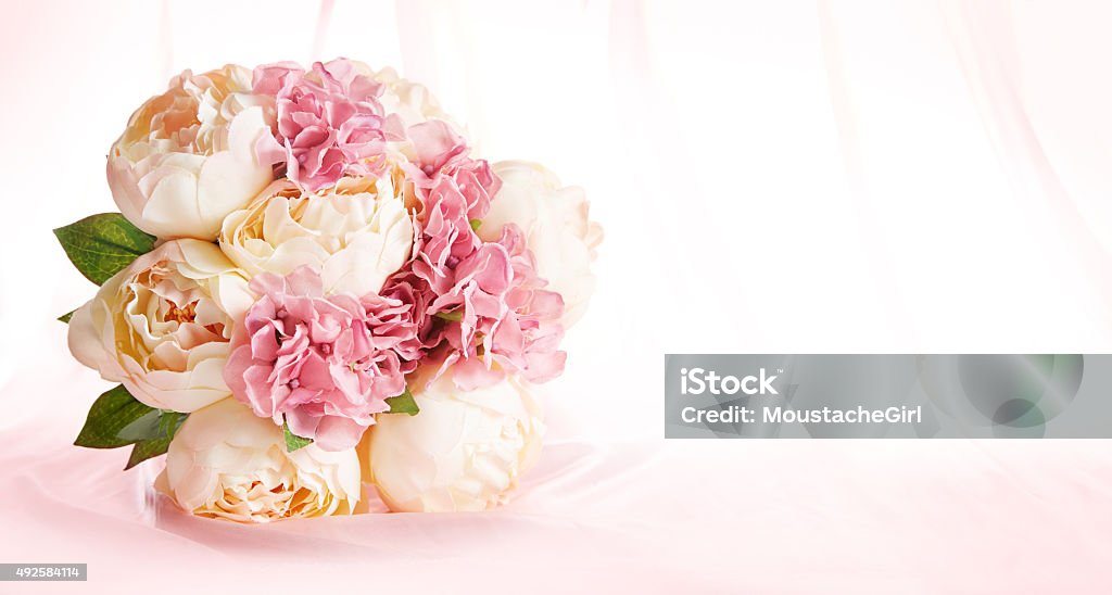 Bouquet with pink curtain. Wedding invitation,birthday card. Wedding invitation, Elegant birthday message card. 2015 Stock Photo