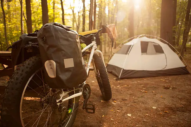 Photo of Bikepacking set up at a campsite.