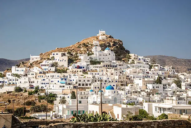 The main town of Hora on the Greek island of Ios.