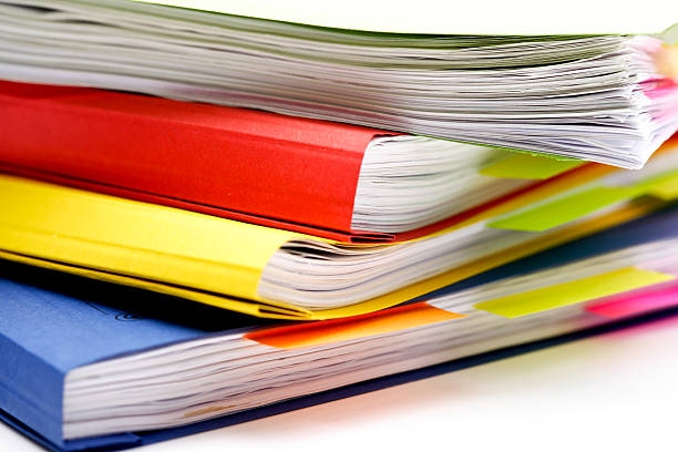 istock Colorful loose-leaf binders with memos 492598874