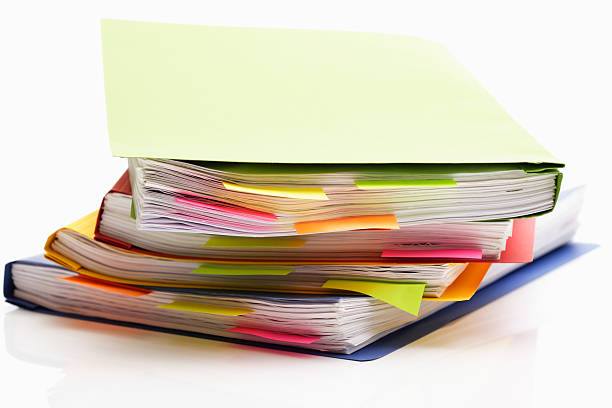 istock Colorful loose-leaf binders with memos 492598906