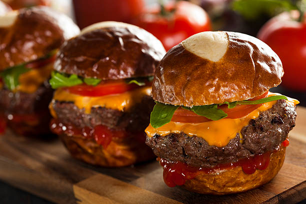 istock Homemade Cheeseburger Sliders with Lettuce and Cheese 492600317