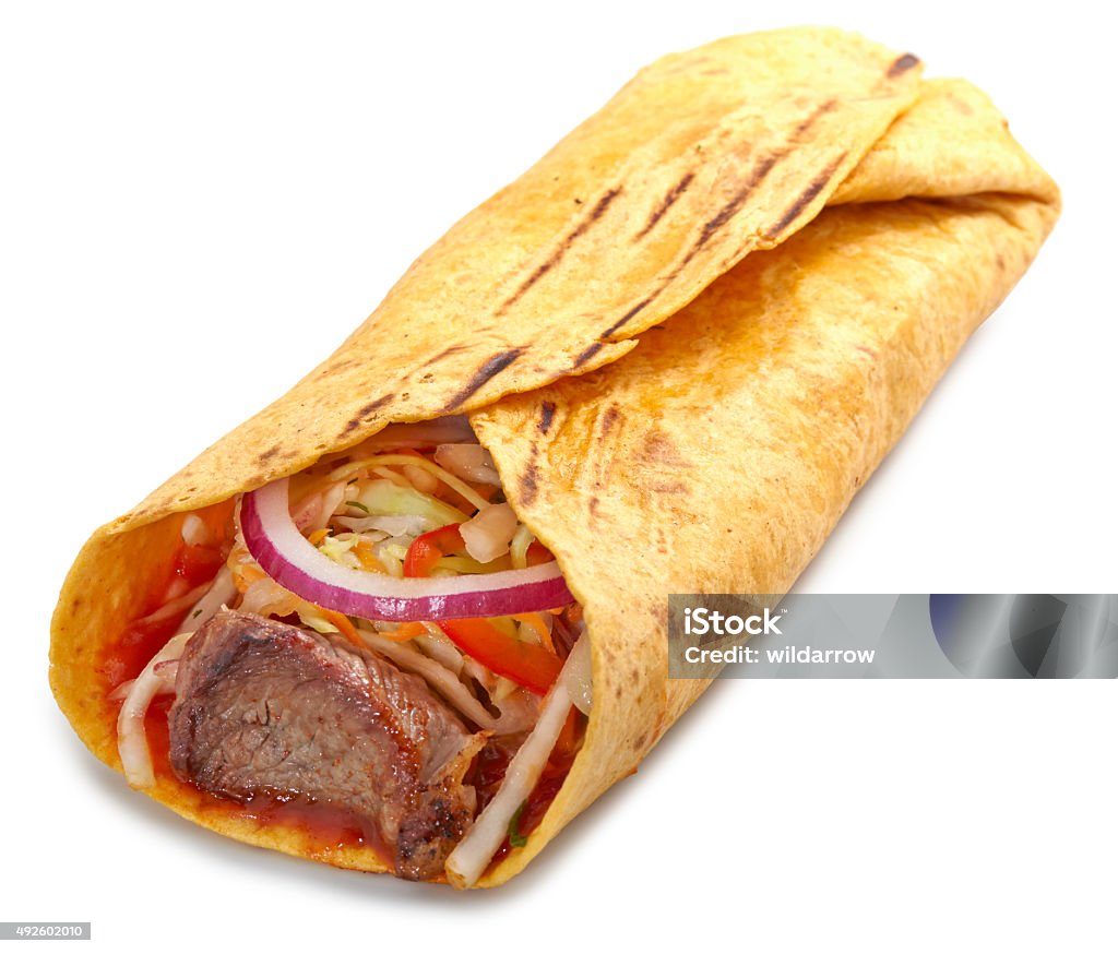 doner on white Traditional turkish shack Doner studio shooting isolation on white with shadow and pen clipping path included Armenian Culture Stock Photo