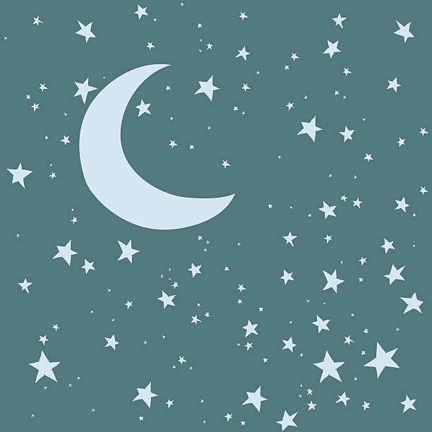 Night Sky Background Night sky. Moon and stars vector background moon drawings stock illustrations