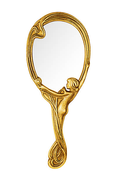 Vintage hand mirror Vintage hand mirror isolated on white -Clipping Path mirror women baroque style fashion stock pictures, royalty-free photos & images