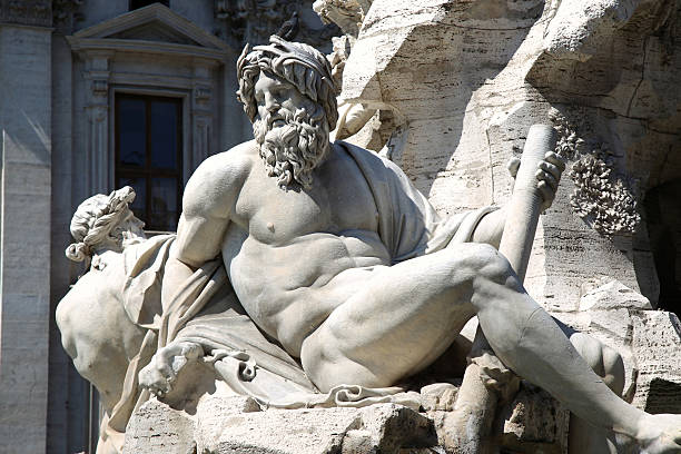 Fountain Zeus in Bernini's, Piazza Navona in Rome, Italy stock photo