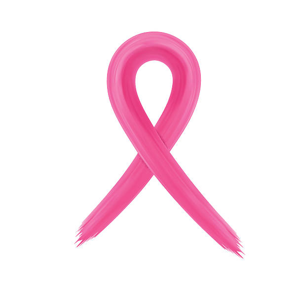 pink ribbon - white background isolated ribbon awareness ribbon stock illustrations