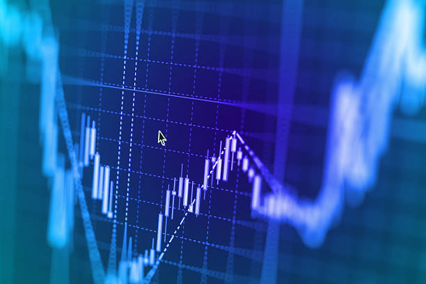 giełdzie wykres wykres bar i ceny wyświetlić - financial occupation graph chart blue zdjęcia i obrazy z banku zdjęć