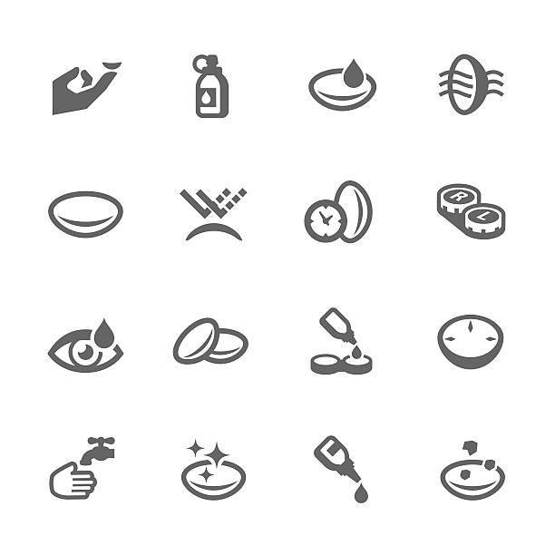 Eye Lens Icons Simple Set of Eye Lens Related Vector Icons for Your Design. contact lens stock illustrations