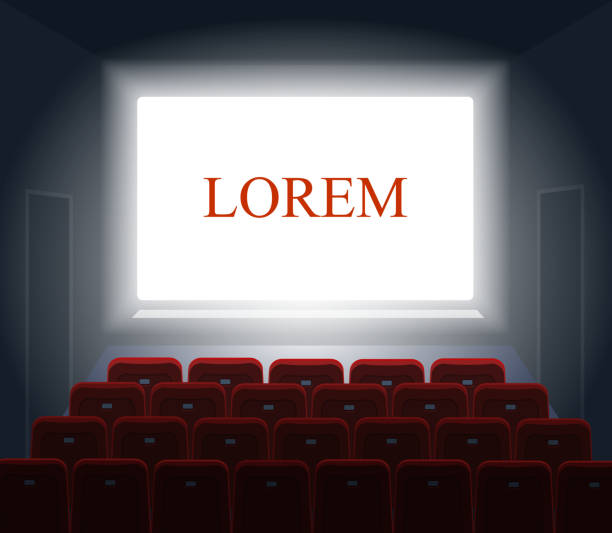 istock Cinema with white screen. Theater and show presentation, performance hall 492607188