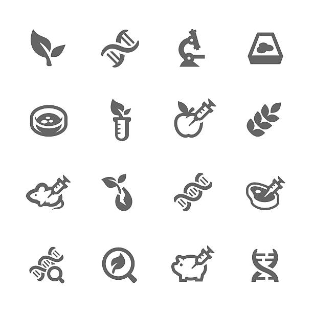 GMO Icons Simple Set GMO Related Vector Icons for Your Design. coil tubing stock illustrations