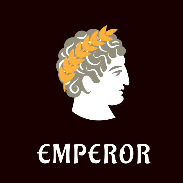 illustrazioni stock, clip art, cartoni animati e icone di tendenza di imperatore romano giulio cesare in corona di fiori - julius caesar