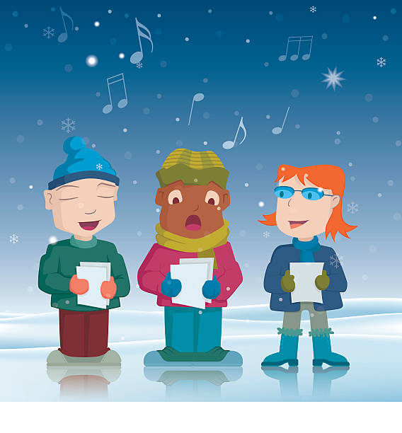 singing weihnachten - weibliches baby grafiken stock-grafiken, -clipart, -cartoons und -symbole