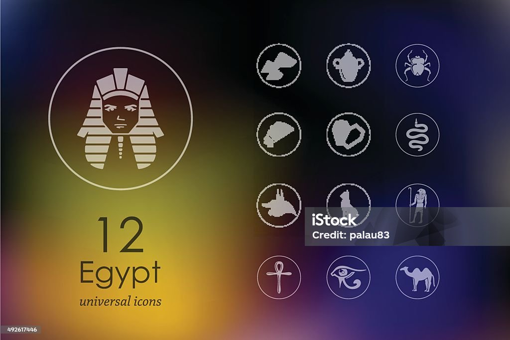Set of Egypt icons Egypt modern icons for mobile interface on blurred background Africa stock vector