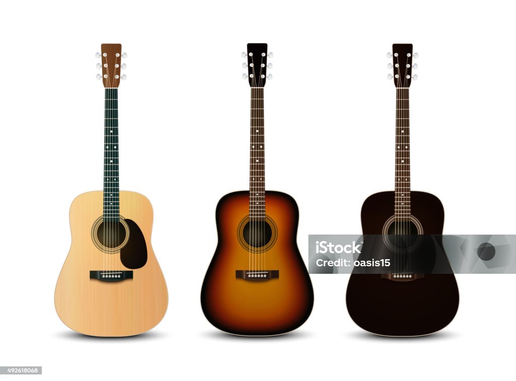 Realistic acoustic guitars. Vector set Guitar stock vector