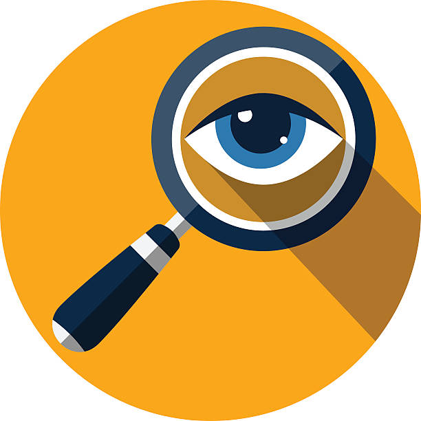 ilustrações de stock, clip art, desenhos animados e ícones de olho com a ampliação .flat ícone - vector spy surveillance human eye