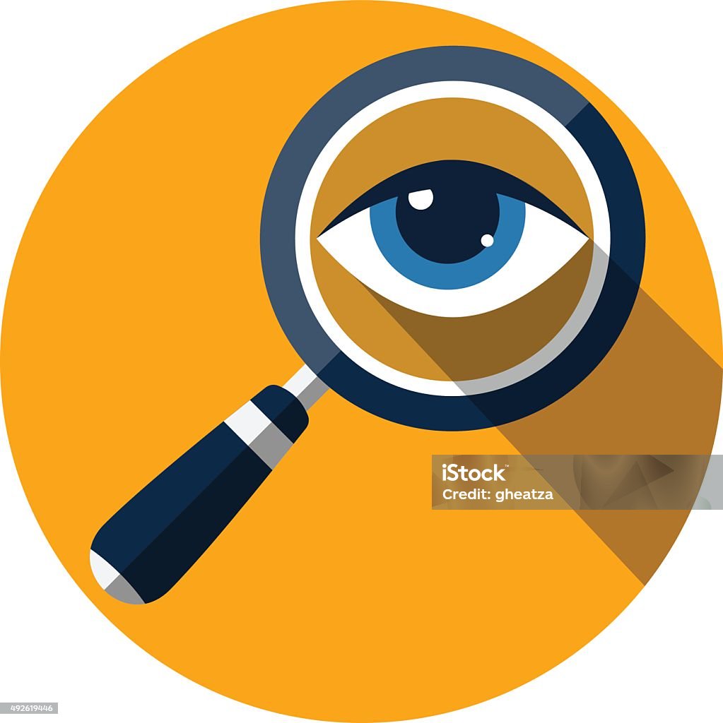 Eye in Magnification .Flat Icon Eye stock vector