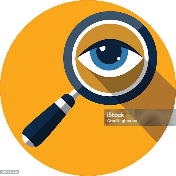 Eye In Magnification Flat Icon Stock Illustration - Download Image Now - Eye, Magnifying Glass, Surveillance