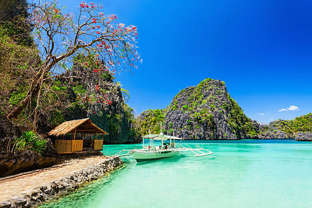 Beauty landscape Filipino boat in the sea, Coron, Philippines el nido photos stock pictures, royalty-free photos & images