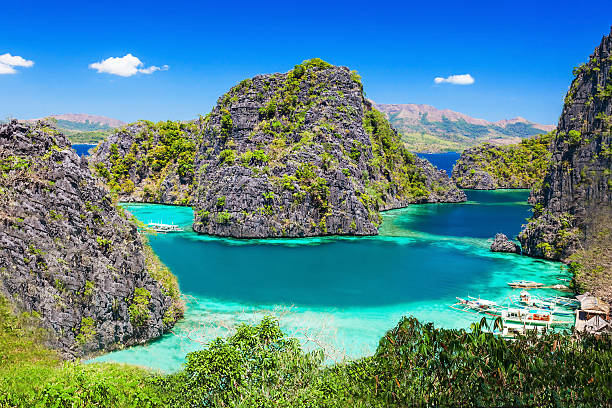 Blue Lagoon Very beautyful lagoon in the islands, Philippines el nido photos stock pictures, royalty-free photos & images