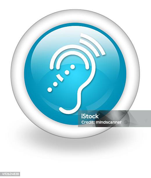 Foto de Botão De Ícone Pictogram Impairrment Auditiva e mais fotos de stock de Perda auditiva - Perda auditiva, 2015, Aparellho Auditivo