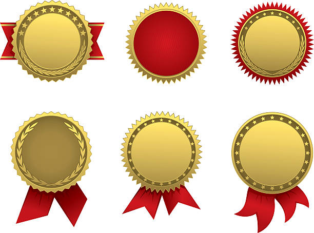 골든 직인 - seal stamper business medal certificate stock illustrations