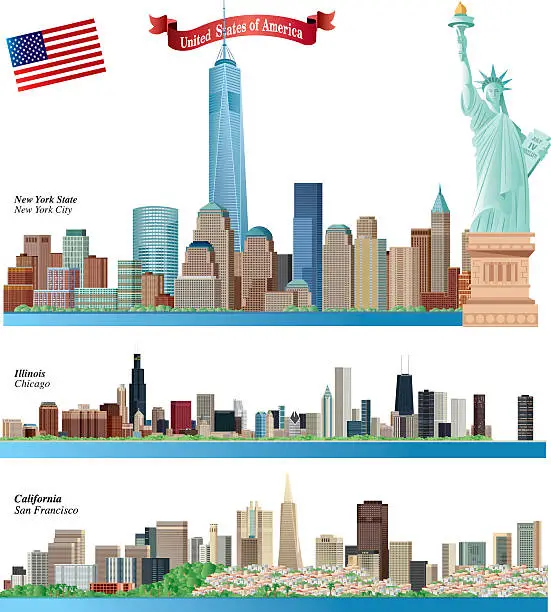 Vector illustration of USA Citys Skyline