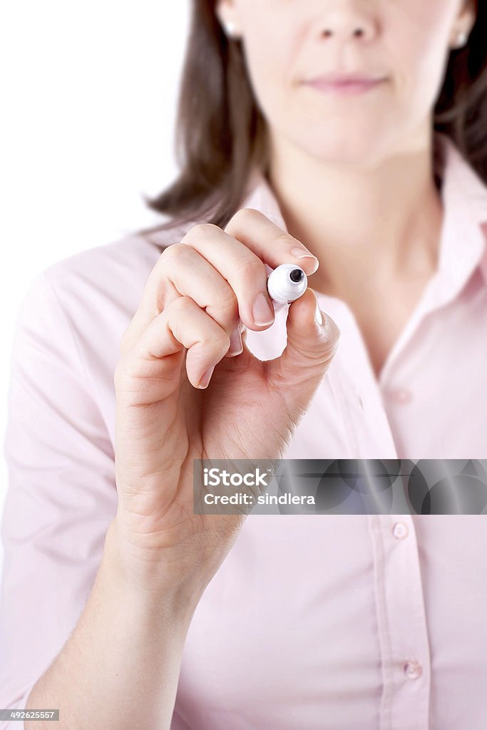 Young business-Frau, die etwas zu schreiben, auf dem Bildschirm. - Lizenzfrei Arbeiten Stock-Foto