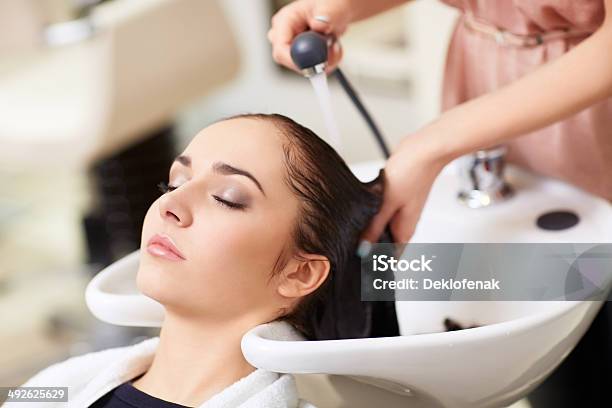 In The Barbershop Stock Photo - Download Image Now - Hair Salon, Washing, Women