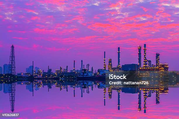 Oil Refinery Stock Photo - Download Image Now - Chimney, Construction Industry, Elegance