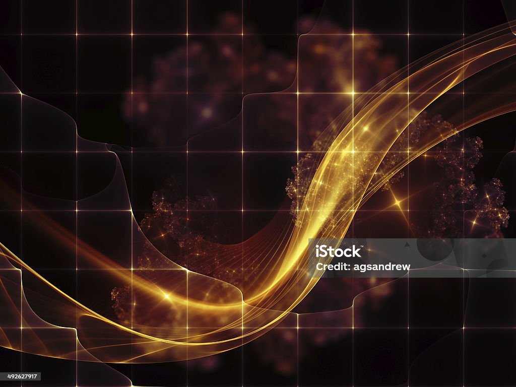 Synergies of Space Geometry of Space series. Composition of conceptual grids, curves and fractal elements with metaphorical relationship to physics, mathematics, technology, science and education Abstract Stock Photo