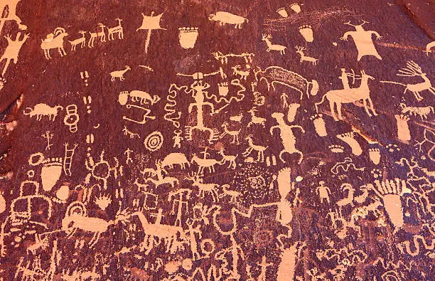 Photo of Petroglyphs on Newspaper Rock, Utah, USA.