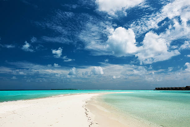 istock Beautiful beach with sandspit at Maldives 492629775