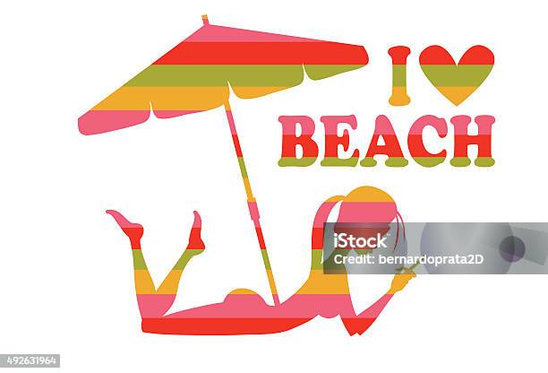 I Love Beach Stock Illustration - Download Image Now - 2015, Beach, Beach Umbrella