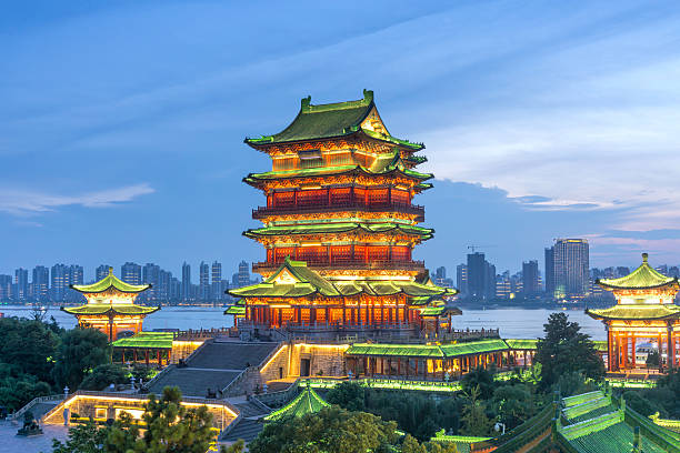 istock nanchang tengwang pavilion at night 492643018