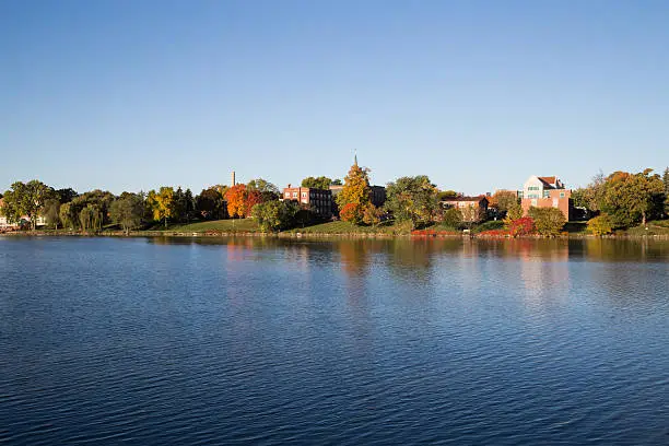 The fall colors are beautiful when viewing the St Norbert college along the Fox River just south of Green Bay.