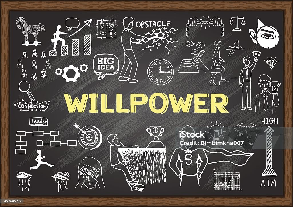 Willpower Doodles About Willpower On Chalkboard Stock Illustration - Download ...