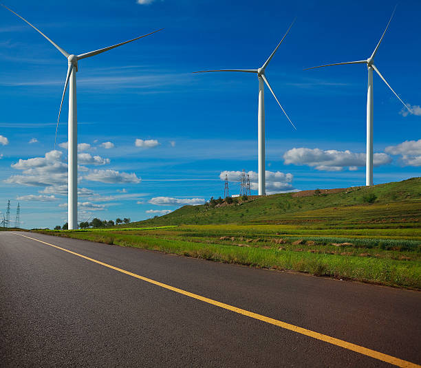 istock Eco wind power generator on the grassland 492645940