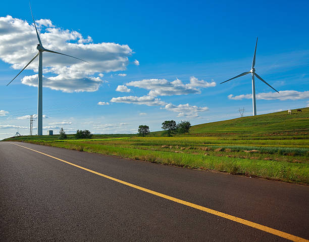 istock Eco wind power generator on the grassland 492646214