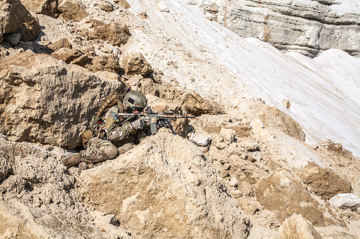 United States Army ranger in the mountains