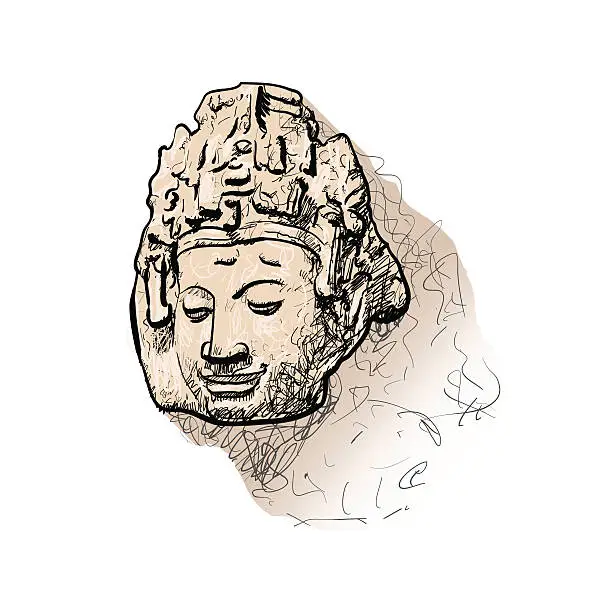 Vector illustration of Drawing head of Bodhisattva