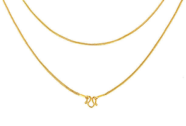 istock Gold chain necklace isolated on white  background 492648432