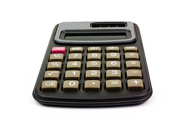 istock black calculator on white background, clipping path isolated 492649268