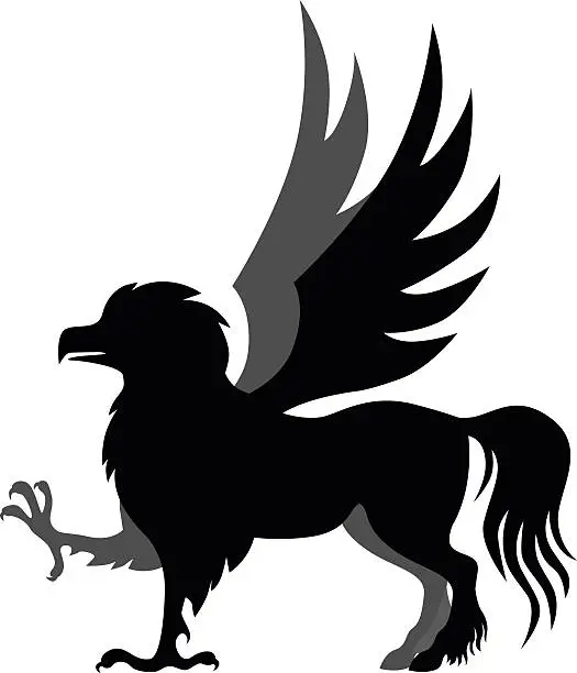 Vector illustration of Silhouette hippogriff