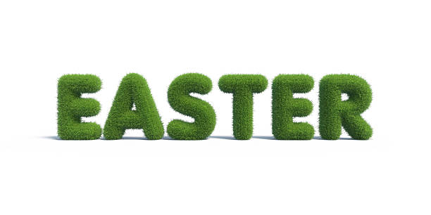 istock Symbols Easter made of green grass. 3d render 492665090