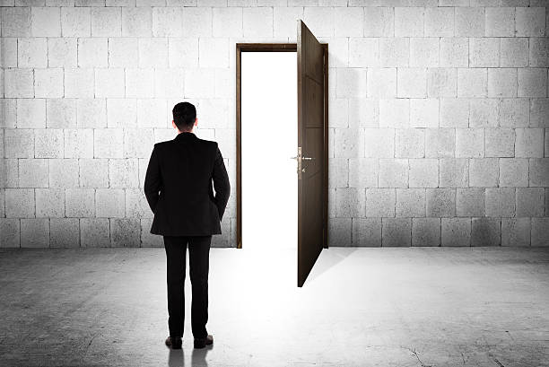 istock Business man going to the open door 492666252
